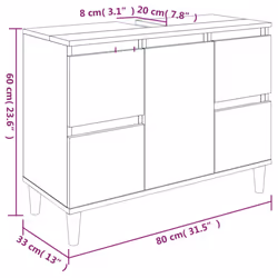 vidaXL Sink Cabinet Vanity Unit Under Sink Cabinet Sonoma Oak Engineered Wood - grey sonoma