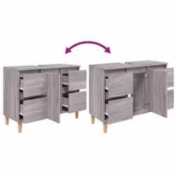 vidaXL Sink Cabinet Vanity Unit Under Sink Cabinet Sonoma Oak Engineered Wood - grey sonoma - Additional view 7