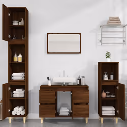 vidaXL Sink Cabinet Vanity Unit Under Sink Cabinet Sonoma Oak Engineered Wood - brown oak - Additional view 2