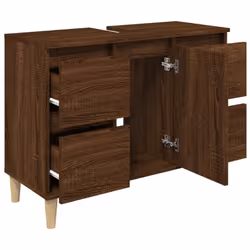 vidaXL Sink Cabinet Vanity Unit Under Sink Cabinet Sonoma Oak Engineered Wood - brown oak - Additional view 5