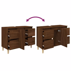 vidaXL Sink Cabinet Vanity Unit Under Sink Cabinet Sonoma Oak Engineered Wood - brown oak - Additional view 7