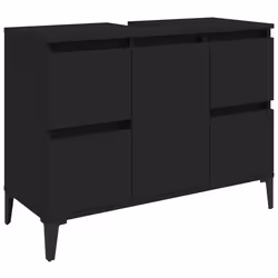 vidaXL Sink Cabinet Vanity Unit Storage Under Sink Cabinet Engineered Wood - black