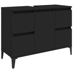 vidaXL Sink Cabinet Vanity Unit Storage Under Sink Cabinet Engineered Wood - black