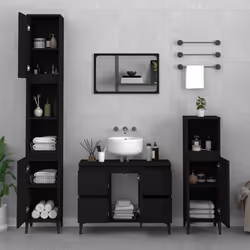 vidaXL Sink Cabinet Vanity Unit Storage Under Sink Cabinet Engineered Wood - black