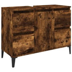vidaXL Sink Cabinet Vanity Unit Storage Under Sink Cabinet Engineered Wood - smoked oak