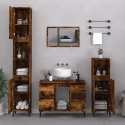 vidaXL Sink Cabinet Vanity Unit Storage Under Sink Cabinet Engineered Wood - smoked oak