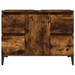 vidaXL Sink Cabinet Vanity Unit Storage Under Sink Cabinet Engineered Wood - smoked oak - Additional view 4