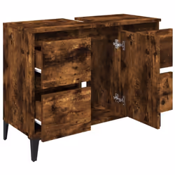 vidaXL Sink Cabinet Vanity Unit Storage Under Sink Cabinet Engineered Wood - smoked oak - Additional view 5