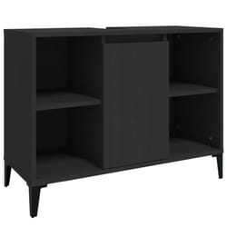 vidaXL Sink Cabinet Vanity Unit Storage Under Sink Cabinet Engineered Wood - black