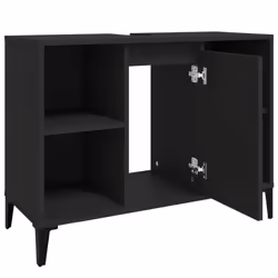vidaXL Sink Cabinet Vanity Unit Storage Under Sink Cabinet Engineered Wood - black - Additional view 6