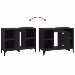 vidaXL Sink Cabinet Vanity Unit Storage Under Sink Cabinet Engineered Wood - black - Additional view 8