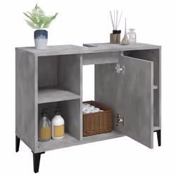 vidaXL Sink Cabinet Vanity Unit Storage Under Sink Cabinet Engineered Wood - concrete grey - Additional view 4