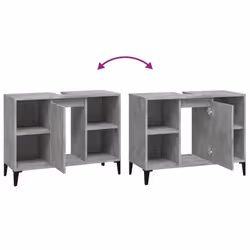 vidaXL Sink Cabinet Vanity Unit Storage Under Sink Cabinet Engineered Wood - concrete grey - Additional view 8
