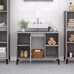 vidaXL Sink Cabinet Vanity Unit Storage Under Sink Cabinet Engineered Wood - grey sonoma