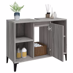 vidaXL Sink Cabinet Vanity Unit Storage Under Sink Cabinet Engineered Wood - grey sonoma - Additional view 4