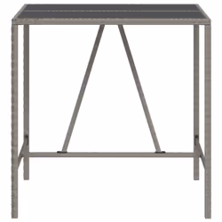 vidaXL Bar Table Bistro Table Outdoor Dining Table with Glass Top Poly Rattan - grey, 110 x 70 x 110 cm - Additional view 2