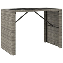 vidaXL Bar Table Bistro Table Kitchen Pub Table with Glass Top Poly Rattan - grey, 145 x 80 x 110 cm
