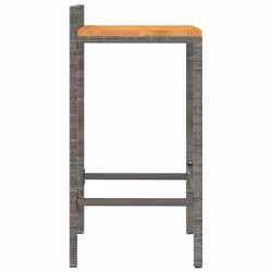 vidaXL Bar Stools Pub Stool Bar Chair Grey Poly Rattan and Solid Wood Acacia - grey, 40 x 44 x 86 cm/ 2 pcs - Additional view 4