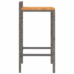 vidaXL Bar Stools Pub Stool Bar Chair Grey Poly Rattan and Solid Wood Acacia - grey, 40 x 44 x 86 cm/ 4 pcs - Additional view 4