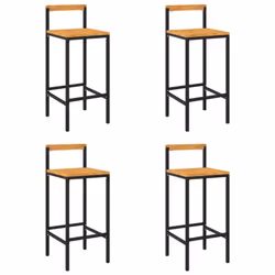 vidaXL Bar Stools Pub Stool Bar Chair Grey Poly Rattan and Solid Wood Acacia - black, 40 x 44 x 100 cm/ 4 pcs