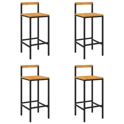vidaXL Bar Stools Pub Stool Bar Chair Grey Poly Rattan and Solid Wood Acacia - black, 40 x 44 x 100 cm/ 4 pcs