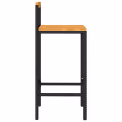 vidaXL Bar Stools Pub Stool Bar Chair Grey Poly Rattan and Solid Wood Acacia - black, 40 x 44 x 100 cm/ 4 pcs - Additional view 4