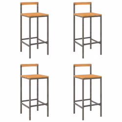 vidaXL Bar Stools Pub Stool Bar Chair Grey Poly Rattan and Solid Wood Acacia - grey, 40 x 44 x 100 cm/ 4 pcs