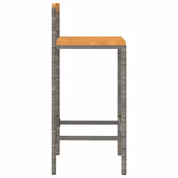 vidaXL Bar Stools Pub Stool Bar Chair Grey Poly Rattan and Solid Wood Acacia - grey, 40 x 44 x 100 cm/ 4 pcs - Additional view 4
