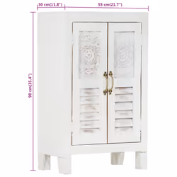 vidaXL Sideboard Storage Cabinet Cupboard Side Cabinet White Solid Wood Acacia - Additional view 3