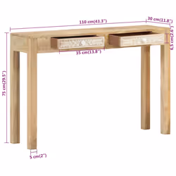 vidaXL Console Table Side Table Sofa Table Hall Table Solid Rough Wood Mango