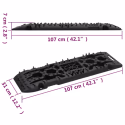 vidaXL 2x Traction Boards 107x31x7 cm Nylon Traction Mat Board Multi Colours - black