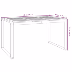 vidaXL Garden Table Dining Coffee Table with U-shaped Legs Solid Wood Acacia - 140 x 80 x 75 cm