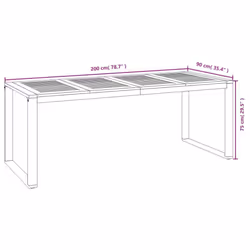 vidaXL Garden Table Dining Coffee Table with U-shaped Legs Solid Wood Acacia - 200 x 90 x 75 cm - Additional view 7