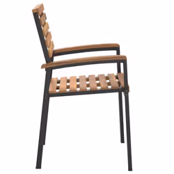 vidaXL Stackable Chairs Stacking Dining Chair Lounge Chairs Solid Wood Acacia - 2 pcs - Additional view 4