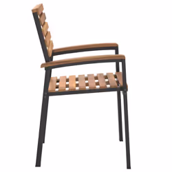 vidaXL Stackable Chairs Stacking Dining Chair Lounge Chairs Solid Wood Acacia - 4 pcs - Additional view 4