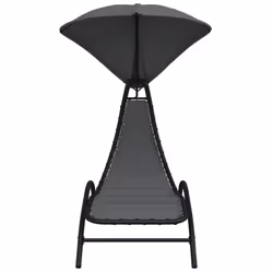 vidaXL Sun Lounger Sun Bed Day Bed Sunlounger with Canopy Fabric and Steel - dark grey - Additional view 2
