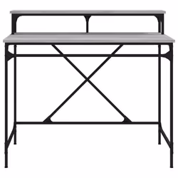 vidaXL Desk Computer Table Office Work Desk Black Engineered Wood and Iron - grey sonoma, 100x50x90 cm - Additional view 4