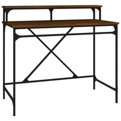 vidaXL Desk Computer Table Office Work Desk Black Engineered Wood and Iron - brown oak, 100x50x90 cm