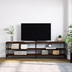vidaXL TV Cabinet TV Stand TV Unit Media Cabinet Engineered Wood and Metal - brown oak