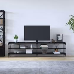 vidaXL TV Cabinet TV Stand TV Unit Media Cabinet Engineered Wood and Metal - black