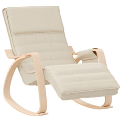 vidaXL Rocking Chair Fabric Lounge Seating Lounge Armchair Cream/Light Grey - cream