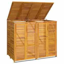 vidaXL Triple Garbage Bin Shed Wheelie Bin Shed Hideaway Solid Wood Acacia - 2 bins - Additional view 2