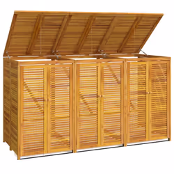vidaXL Triple Garbage Bin Shed Wheelie Bin Shed Hideaway Solid Wood Acacia - 3 bins