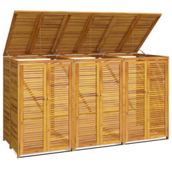 vidaXL Triple Garbage Bin Shed Wheelie Bin Shed Hideaway Solid Wood Acacia - 3 bins