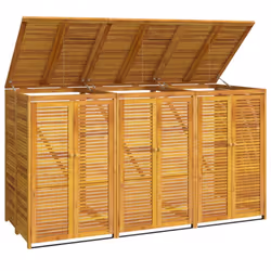 vidaXL Triple Garbage Bin Shed Wheelie Bin Shed Hideaway Solid Wood Acacia - 3 bins