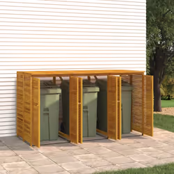 vidaXL Triple Garbage Bin Shed Wheelie Bin Shed Hideaway Solid Wood Acacia - 3 bins - Additional view 4