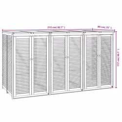 vidaXL Triple Garbage Bin Shed Wheelie Bin Shed Hideaway Solid Wood Acacia - 3 bins - Additional view 8