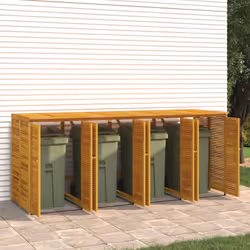 vidaXL Triple Garbage Bin Shed Wheelie Bin Shed Hideaway Solid Wood Acacia - 4 bins - Additional view 4