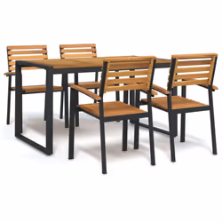 vidaXL 5 Piece Patio Dining Set Solid Wood Acacia and Metal