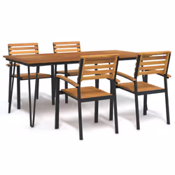 vidaXL Garden Dining Set Table and Chairs Solid Wood Acacia and Metal - 180 cm table length/ 4 piece